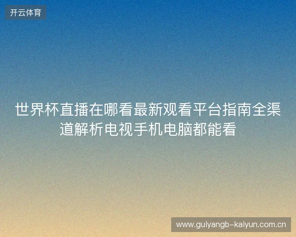 世界杯直播在哪看最新观看平台指南全渠道解析电视手机电脑都能看